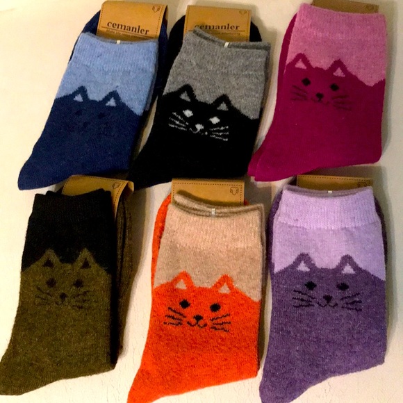 Cat Lovers Socks Wool Thick Super Comfy 6Pairs - Picture 1 of 4